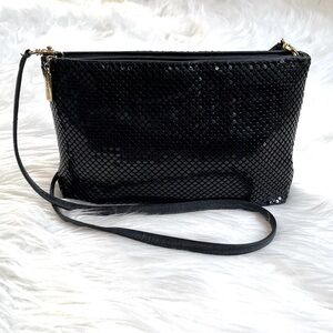 Whiting & Davis Shimmering Black Wristlet with Gold Details